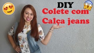 Colete jeans com perna de calça [upl. by Einnok]