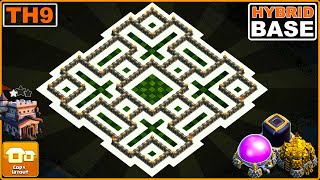 NEW BEST TH9 Base 2023 with COPY LINK  COC Town Hall 9 HybridTrophy Base Design [upl. by Kingdon]