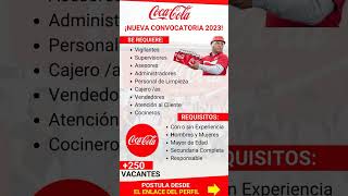 Avisos de trabajo publicados hoy  Convocatoria de trabajo en COCACOLA 2023 [upl. by Katz]