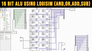 16 Bit ALU using logisim ANDORAddSub [upl. by Lanoil153]