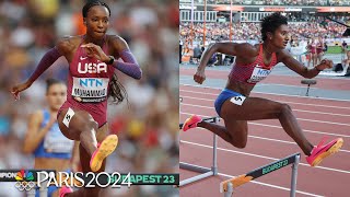 Dalilah Muhammad and Anna Cockrell clinch semifinal spots with strong 400m hurdle heats  NBC Sports [upl. by Ahcas]