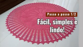 TAPETE REDONDO DE CROCHÊ PARA SALA 150CM SIMPLES E FÁCIL  PASSO A PASSO PARTE 1 MulekeArtesao [upl. by Atteiram340]