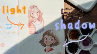 LIGHT and SHADOW watercolor painting tips [upl. by Amaj]