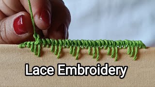 No 59 Lace Embroidery  Edging Stitch  Needle lace Border  Randa Embroidery [upl. by Irving]