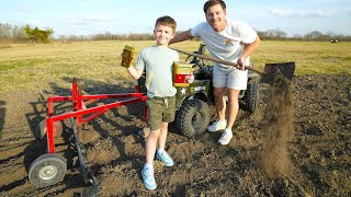 Digging Dirt and Finding Toys with Kids Plow  Tractors for kids [upl. by Nylarak]