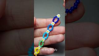 Flower seed bead bracelet🧚‍♀️🌈 beads beadwork tutorial jewellery bracelet diycraft [upl. by Sirret712]