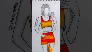 easy girl dress colouring I how to draw easy girl I satisfying drawing satisfying trending shorts [upl. by Eselahc]