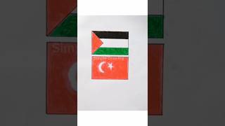 Cara Menggambar Bendera Palestina🇵🇸 dan Turki🇹🇷shorts [upl. by Callista]