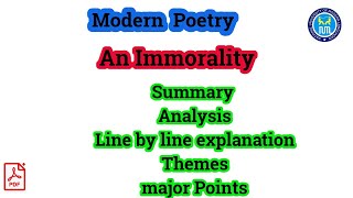 An Immorality  Summary of An Immorality  Immorality by Ezra Pound [upl. by Alleon]