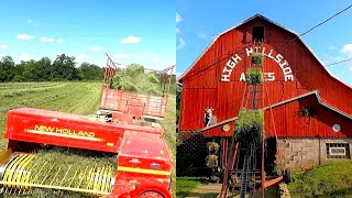 Baling and Unloading Hay Just Like The Good Old Days 2023 Hay Season [upl. by Akciret]