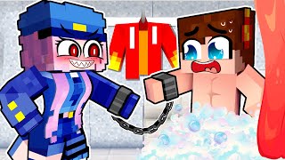 Handcuffed to Police Officer For 24 HOURS Firey Minecraft [upl. by Raddy]