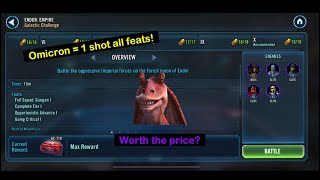 SWGOH Galactic Challenge Endor Empire Gungans vs Lord Vader Omicron  One shot all feats [upl. by Nairda]