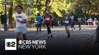 Hundreds of kids run through Central Park as part of Rising NYRR Kids Kickoff [upl. by Wehtam276]