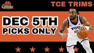 College Basketball PICKS ONLY  Wednesday December 4th  TCE Trims [upl. by Ttehc]