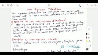 Non Aqueous Titration  Non aqueous Solvents  Pharmaceutical Analysis bpharmacynotes sem1 [upl. by Odarnoc]