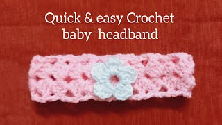 Super easy Crochet Baby Head band TUTORIAL for BEGINNERS [upl. by Ogir]