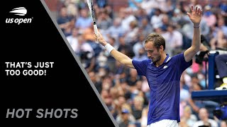 Daniil Medvedev Wins Stunning Point Against Novak Djokovic  2021 US Open [upl. by Munro481]