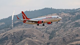 Very Rare Sunwing Firefighting Charter flight arrival at Kamloops Airport [upl. by Ilrebmik]