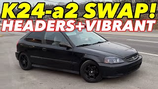 2000 Honda Civic K24a2 Swap w HEADERS amp VIBRANTS [upl. by Duleba]