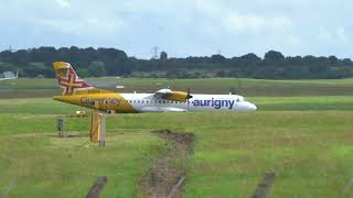 Aurigny Air Services ATR 72600 Reg GOTR taking off from Birmingham airport 4K [upl. by Annabal610]