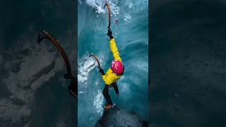 Climbing in ice wall destinationcanadatvshow travel destinationcanada mountains climbing [upl. by Redman781]