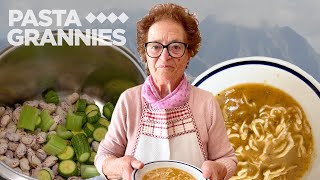 Try Lucillas Tuscan taglierini pasta with borlotti bean soup  Pasta Grannies [upl. by Eidac910]