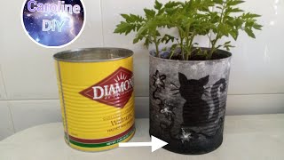 Doniczka z recyklingu DIY Recycled flower pot  cat [upl. by Jem]