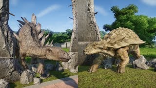 NODOSAURUSKENTROSAURUS BREAKOUT VS ACROCANTHOSAURUSTYRANNOSAURUS REX amp IREX JURASSIC WORLD [upl. by Carolyne880]