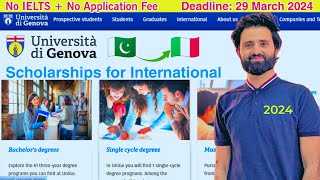 University of Genova Italy Scholarships Online Admission Process 2024 No IELTS MrT [upl. by Artenek]