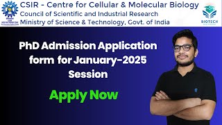 PhD Admission in CCMB Hyderabad  CSIRCCMB PhD Admission January 2025 [upl. by Llertnac]