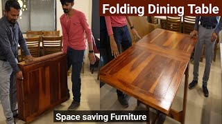 Foldable dining table Space Saving Furniture Teak Wood Dining Table [upl. by Egerton]