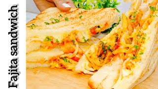 Instant Fajita Sandwich Recipe by MHfood Best breakfast [upl. by Hillari]