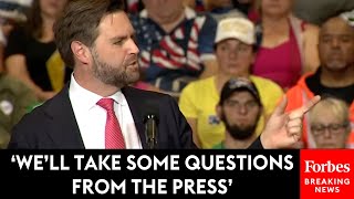 JUST IN JD Vance Takes Questions From Reporters Rallies Supporters In Waukesha Wisconsin [upl. by Yhtuv683]