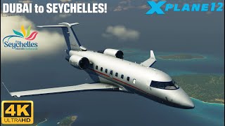 XPlane 12  Dubai to Seychelles I CL60 Challenger 650 Hotstart  VistaJet  Extreme Realism  4K [upl. by Edra]