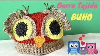 GORRO TEJIDO A CROCHET PASO A PASO DE BUHO PARA NIÑOS Y NIÑAS DE 1 A 6 AÑOS [upl. by Liberati]