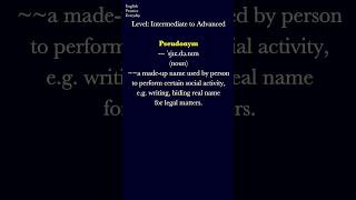 Pseudonym Pronunciation meaning examples wordmeaning englishvocabulary englishpractice [upl. by Nies]