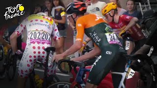 Multiple riders crash into barricades in Stage 6 of 2024 Tour de France  Cycling on NBC Sports [upl. by Enel]