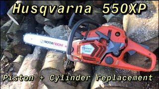 Husqvarna 550XP Piston cylinder replacement [upl. by Mather]