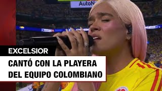 Karol G canta el Himno Nacional de Colombia en la final de la Copa América [upl. by Cinomod]