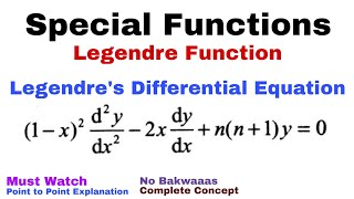 28 Legendre Function  Legendres Differential Equation  Complete Concept [upl. by Kilk944]