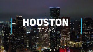 Houston by night  4K drone footage [upl. by Eemak824]