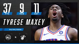 Tyrese Maxey drops a NEAR TRIPLEDOUBLE in Sixers win 🔥  NBA on ESPN [upl. by Pacorro]