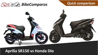 Aprilia SR 150 vs Honda Dio Comparison Review [upl. by Deyes]