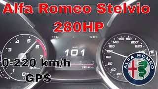 Alfa Romeo Stelvio SUV TURBO 280 HP acceleration 0100 kmh 0220 kmh 060 mph GPS FAST [upl. by Valenba498]