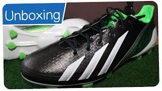 Adidas F50 Adizero Synthetic  Micoach BlackGreenWhite  BENZEMA Boots Unboxing [upl. by Kowal]