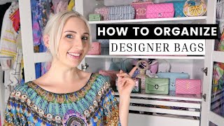 ORGANIZING MY DESIGNER HANDBAG COLLECTION 2022  Plus Handbag Storage Tips  Ikea Closet Hack [upl. by Garin]