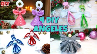 4 DIY ideas en un solo video de Ángeles de Navidad manualidades fáciles adornos navideños [upl. by Wiggins]