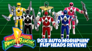 Auto Morphin Power Rangers Bandai Review 90S FLIP HEAD Power Ranger Toys [upl. by Higinbotham193]