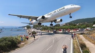 SKIATHOS 2018  LOW LANDINGS HARD TOUCHDOWNS and JETBLASTS  Boeing 737 B757 Airbus A321  4K [upl. by Anetta]