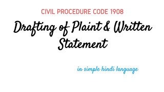 Drafting  Plaint and Written Statement in Hindi  Civil Procedure Code 1908 [upl. by Burty]